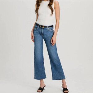 Paige Womens 28 Leenah Ankle Jeans High Rise with Raw Hem Blue EUC